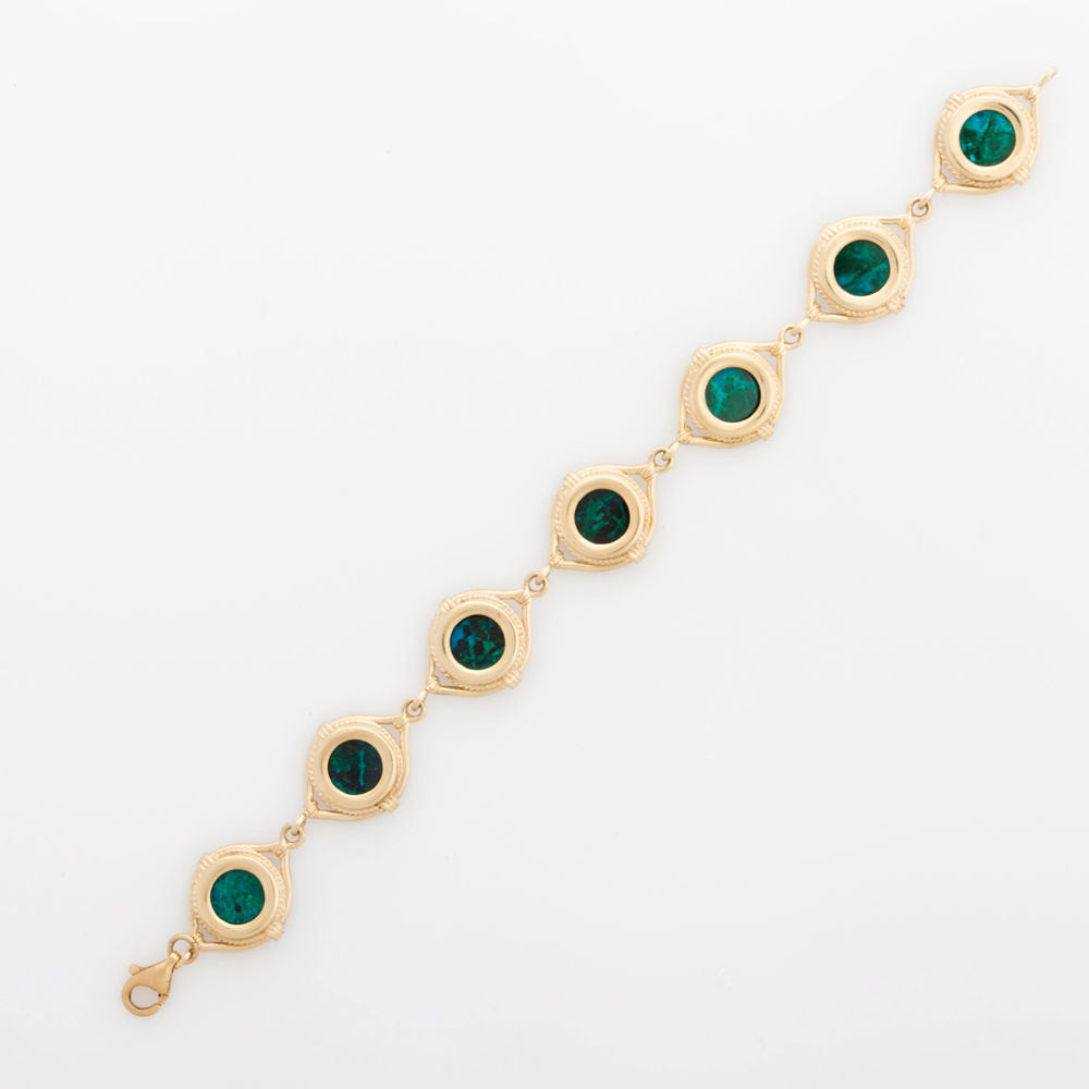 Eilat Stone Bracelet, 14K Yellow Gold Bracelet - Filigree Unique Jewelry image 0
