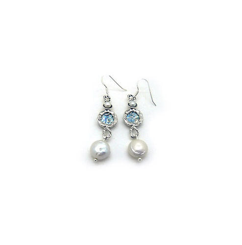 Unique Jewelry, Dangle Earrings, Ladies 925 Sterling Silver Earrings, Pearl Earrings, Ancient Roman Glass Earrings image 0