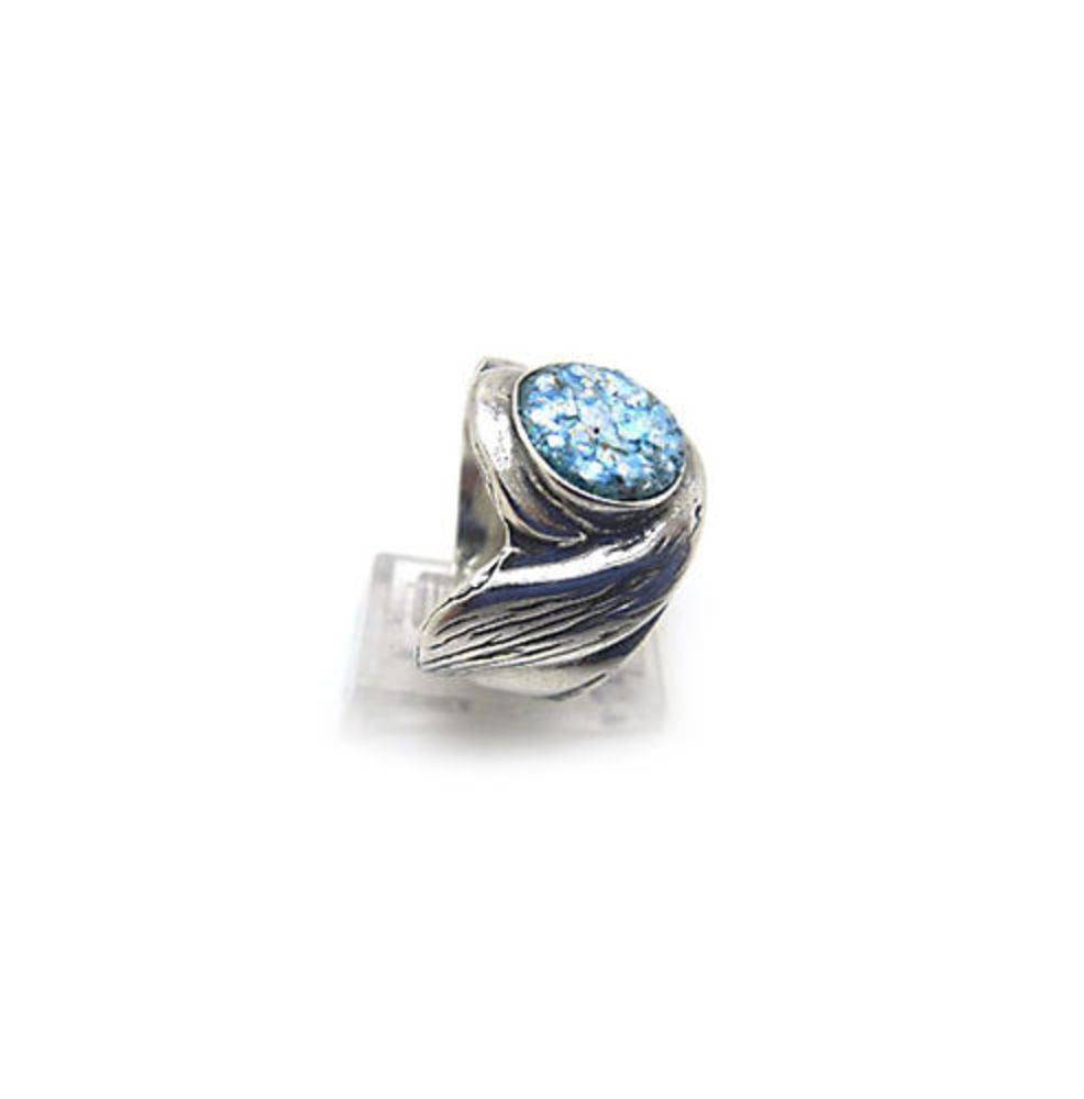 Romantic 925 Sterling Silver Ring, Authentic Roman Glass Ring, Roman Glass Jewelry image 0
