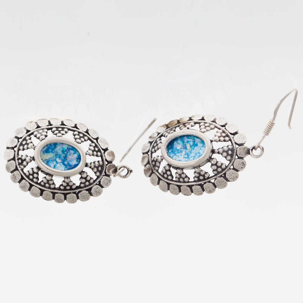 925 Sterling Silver Earrings, Ancient Roman Glass Earrings, Ornament Unique Jewelry image 2