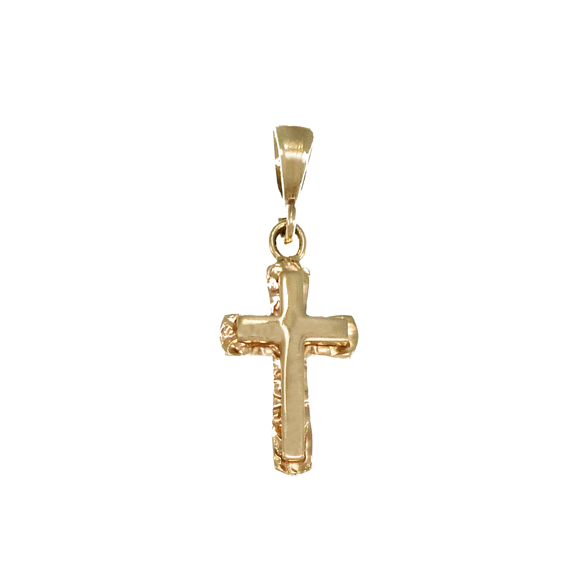 14k Yellow Gold Cross, Textured Gold Pendant image 0