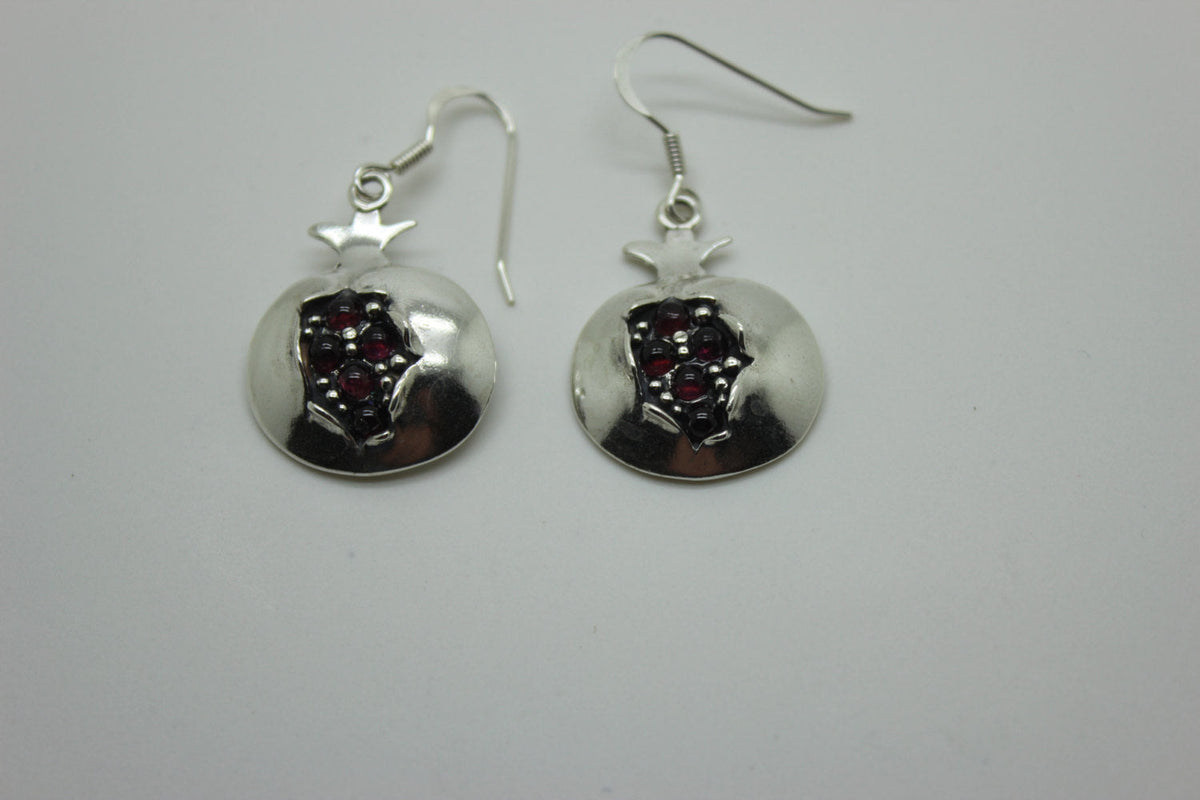 Unique 925 Sterling Silver Erings, Garnet, Gemstone Erings, Pomegranate Fruit, Unique Jewelry image 1