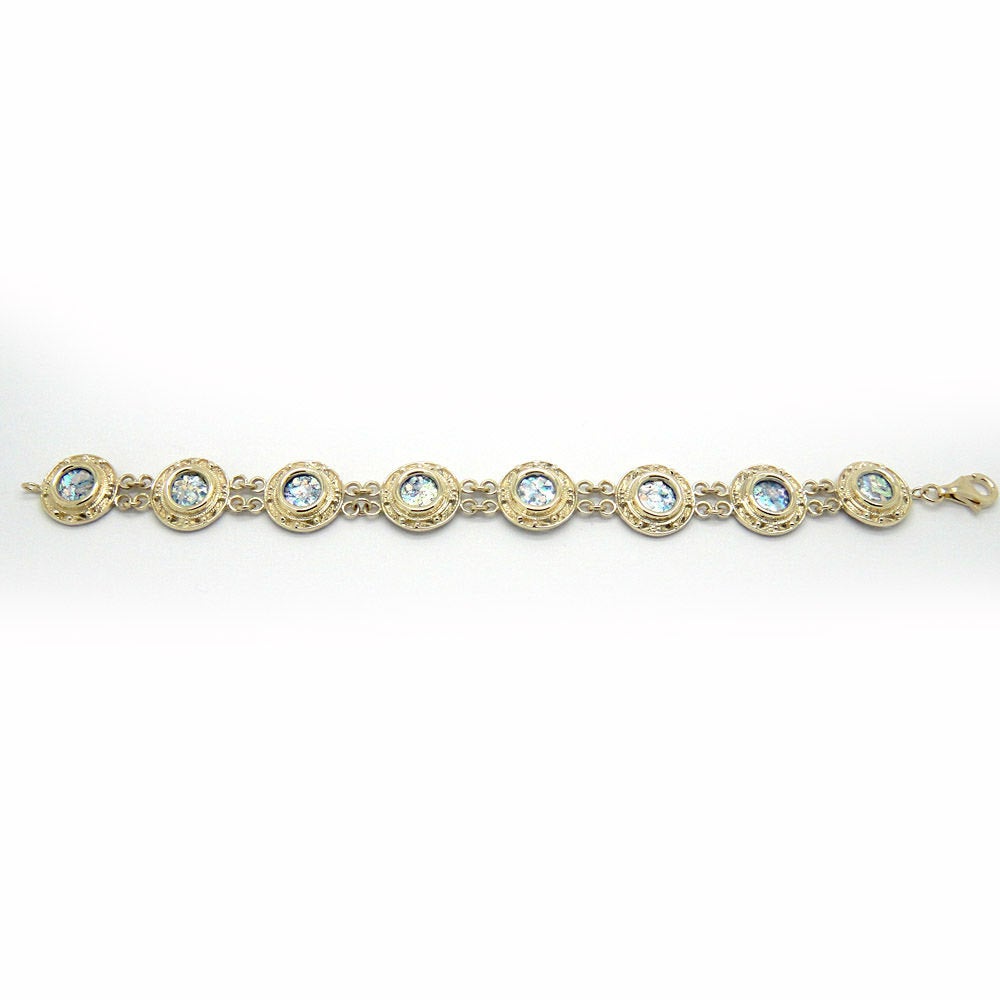14K Yellow Gold Bracelet, Ancient Roman Glass Bracelet, Filigree Unique Jewelry image 2