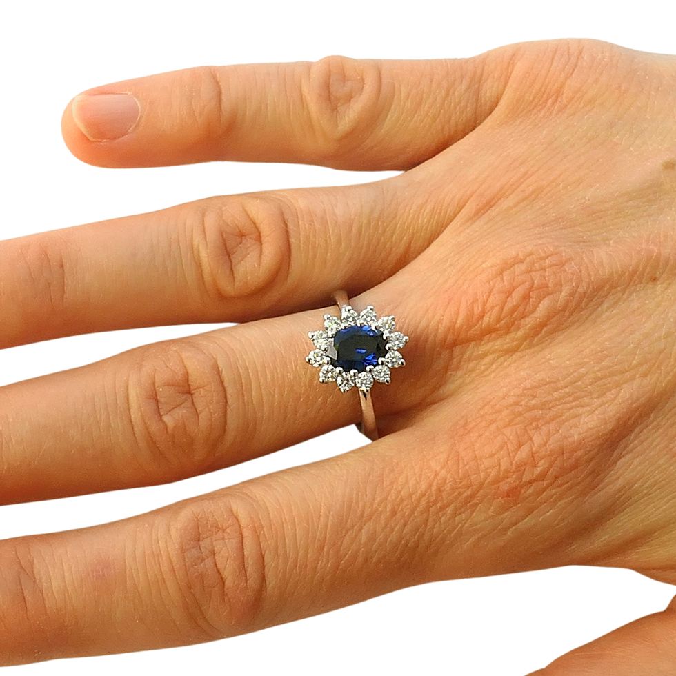 14K Solid White Gold Engagement Ring Natural Diamond 0.47 Carat Sapphire stone image 1