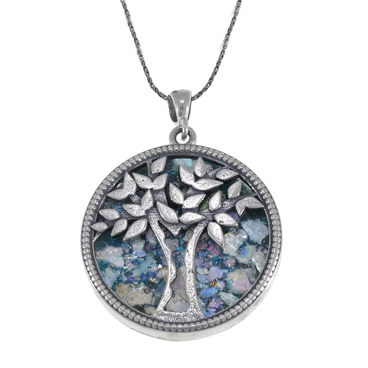 Great 925 Sterling Silver Ancient Roman Glass Tree Of Life Pendant-Unique Jewelry image 0