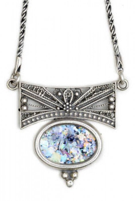 Exclusive Ancient Roman Glass Necklace, Roman Glass Pendant, 925 Sterling Silver Necklace, Unique Jewelry image 0