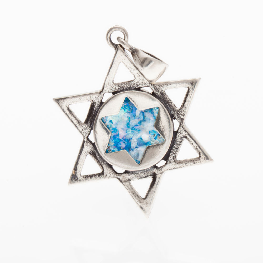 Great 925 Sterling Silver-Ancient Roman Glass Pendant Star Of David Unique Jewelry image 2