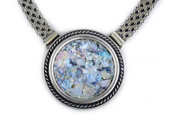 One Of A Kind 925 Sterling Silver Necklace, Ancient Roman Glass Necklace, Roman Glass Pendant, Unique Jewelry image 0
