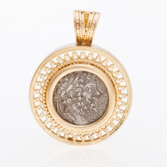 Ancient Coin Pendant, 14K Yellow Gold Pendant, Alexander Coin, Unique Jewelry image 0