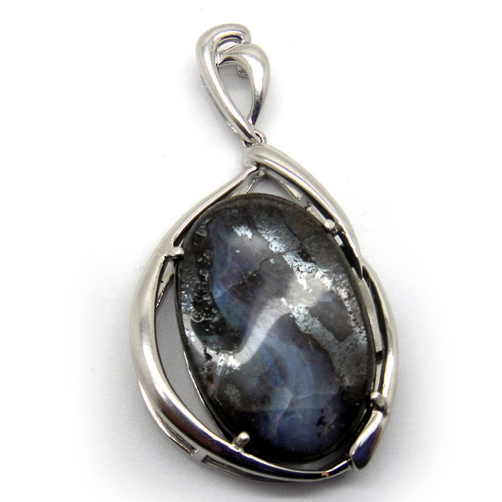 Silver Pendant, Opal Pendant, 925 Sterling Silver Pendant, Australian Opal Gemstone, Unique Jewelry image 0