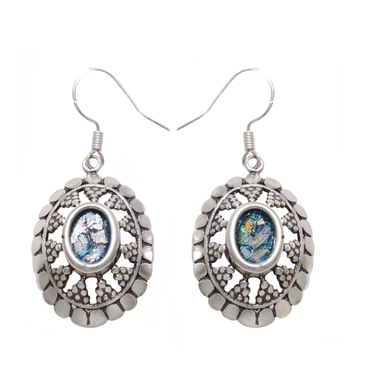 925 Sterling Silver Earrings, Ancient Roman Glass Earrings, Ornament Unique Jewelry image 0