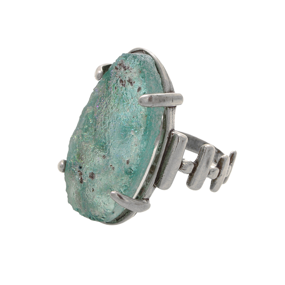 Roman Glass Ring, 925 Sterling Silver Ring, Unique Jewelry image 1