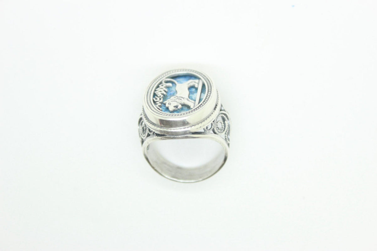Beautiful 925 Sterling Silver Ring, Ancient Roman Glass Ring, Lion Of Judah, Roman Glass Jewelry, OOAK image 2