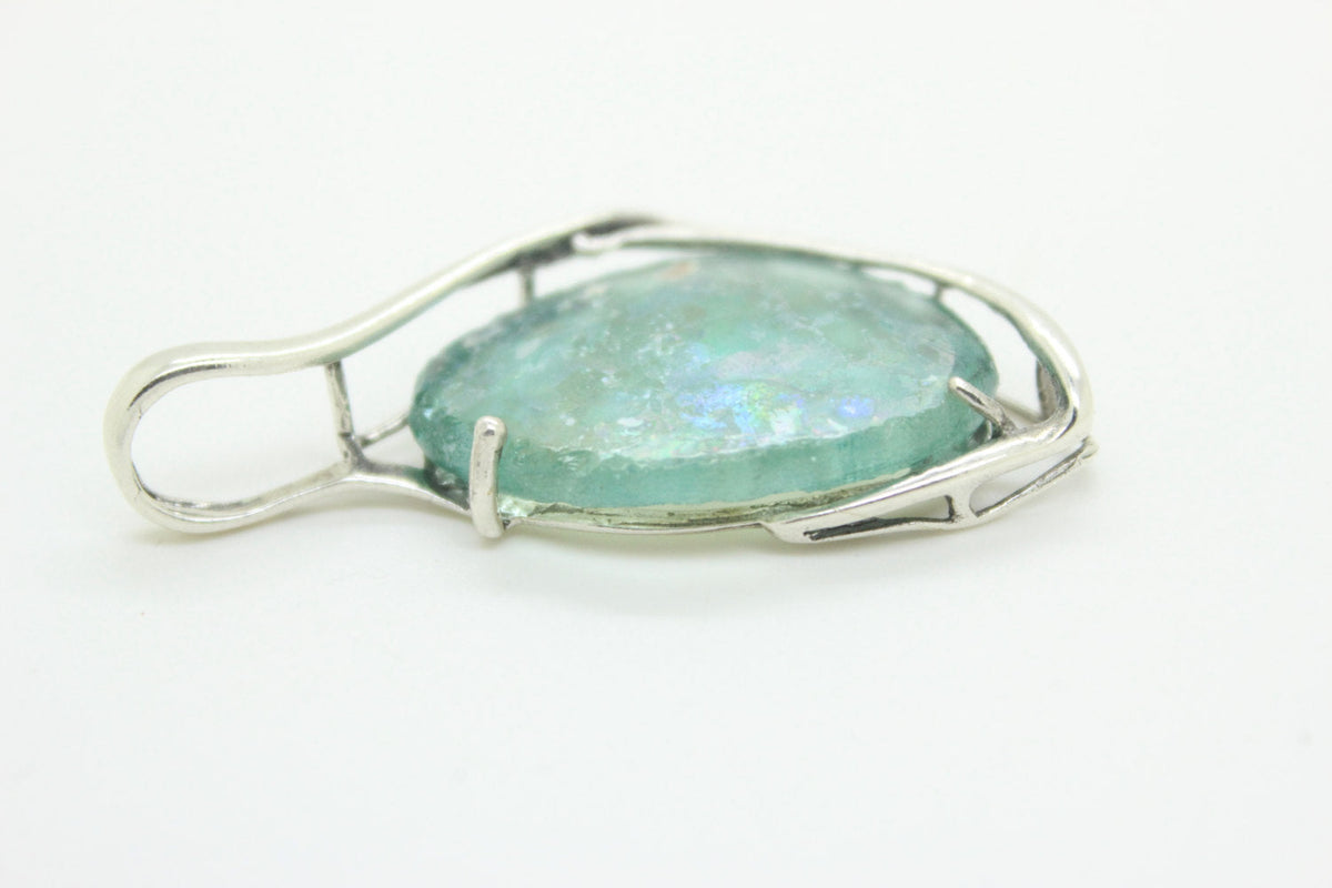 Unusual Woman Pendant, 925 Sterling Silver Paendant, Antique Roman Glass Pendant, Unique Jewelry OOAK image 2