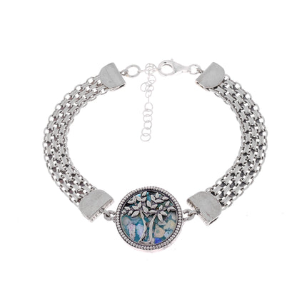 Beautiful 925 Sterling Silver Bracelet, Ancient Roman Glass Bracelet, Unique Jewelry image 0