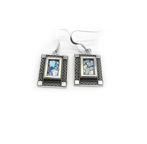 Dange Earrings, Ladies Earrings, 925 Sterling Silver Earrings, Ancient Roman Glass Earrings, OOAK image 0
