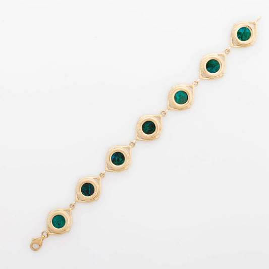 Eilat Stone Bracelet, 14K Yellow Gold Bracelet - Filigree Unique Jewelry image 0