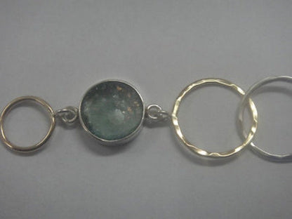 Nice 925 Sterling Silver Bracelet, Filled Gold Bracelet, Ancient Roman Glass Bracelet, Roman Glass Jewelry image 2