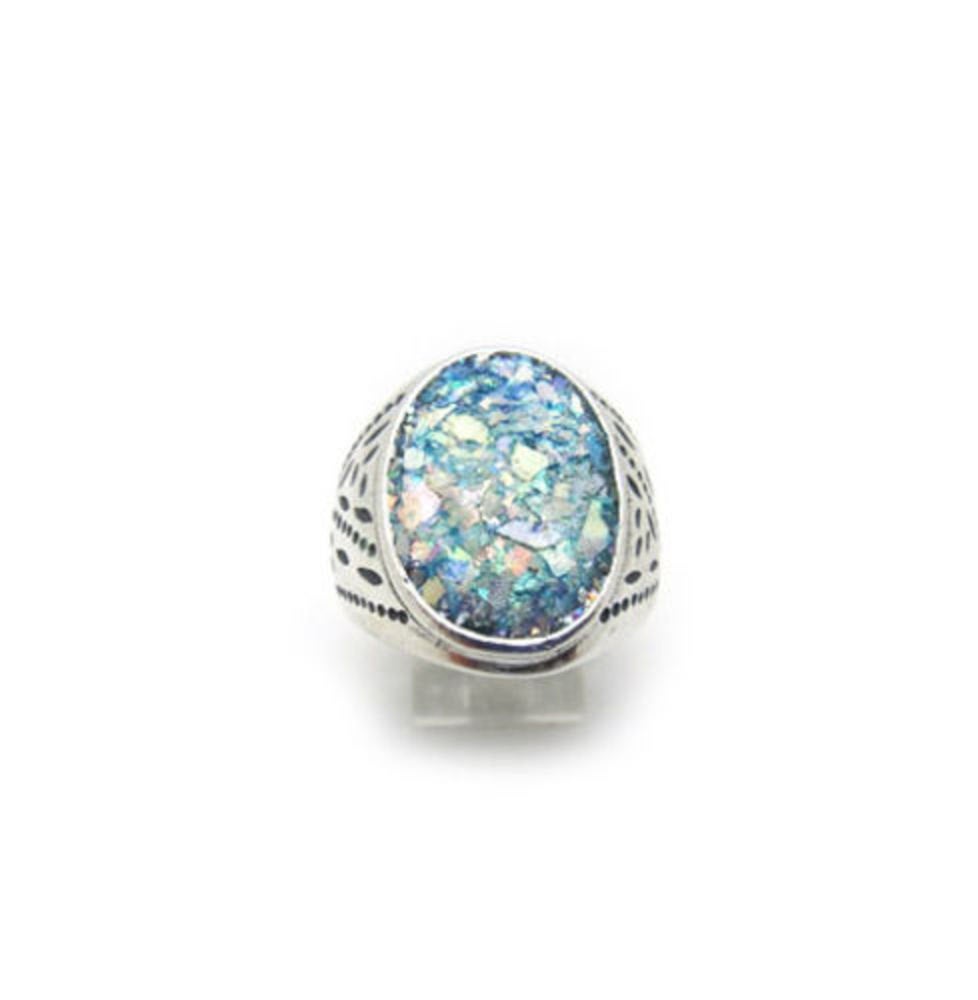 Beautiful 925 Sterling Silver Ring, Ancient Roman Glass Ring, Unique Jewelry image 0