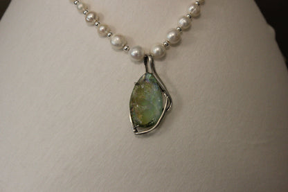 Necklace - 925 Sterling Silver Ancient Roman glass with pearls Original Gift image 0