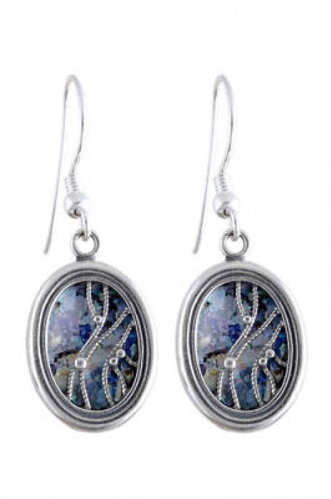 Exclusive Dangle Earrings, 925 Sterling Silver Earrings, Ancient Roman Glass Earrings, Woman Earrings, OOAK image 0