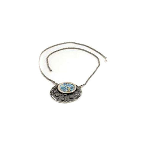 Roman Glass Necklace, Woman Choker, 925 Sterling Silver Necklace, Unique Jewelry, Original Gift image 1