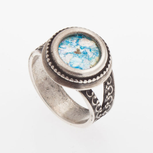 Roman Glass Ring, 925 Sterling Silver Ring, Jewelry image 0