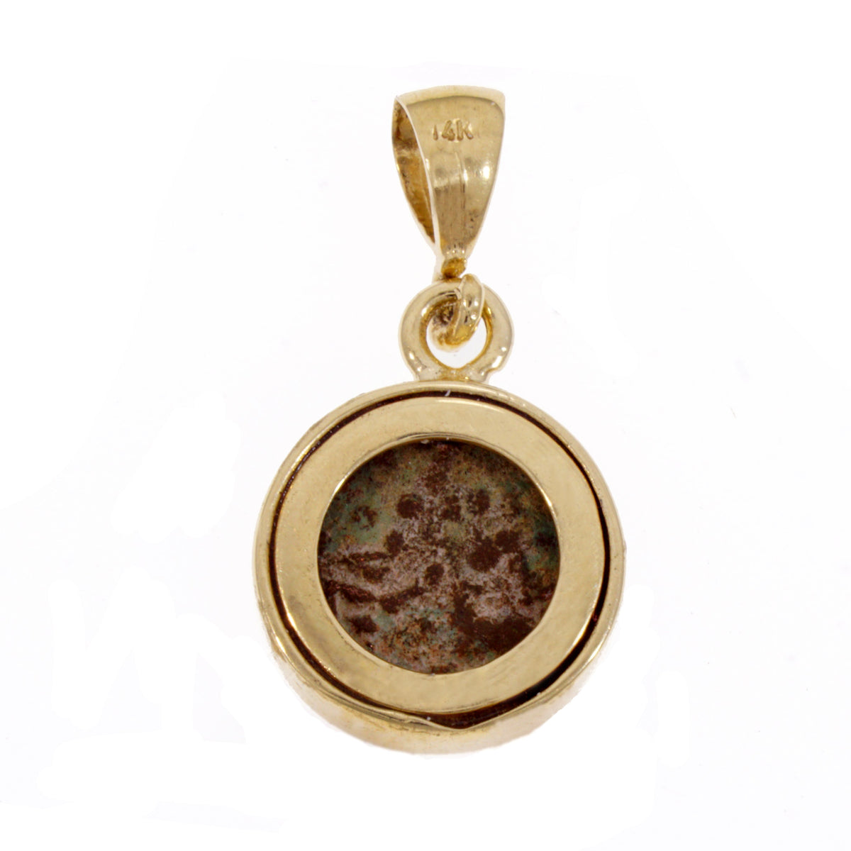 Widows Mite Coin Pendant, 14k Yellow Gold Pendant, Authentic Bronze Coin, Ancient Coin Pendant, Ancient Coin Jewelry Israel image 1