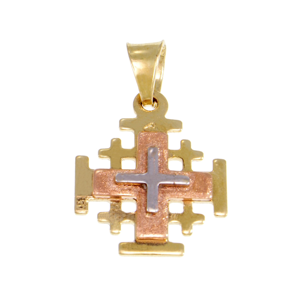 14K Yellow Rose White Gold , Jerusalem Cross, Pendant image 0