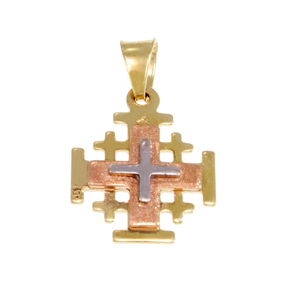 14K Yellow Rose White Gold , Jerusalem Cross, Pendant image 0