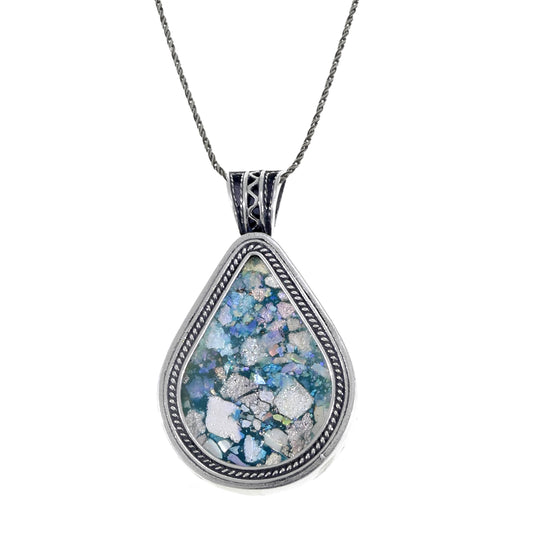 Beautiful Drop pendant, Ancient Roman Glass Pendant, 925 Sterling Silver Pendant, Roman Glass Jewelry, OOAK image 0
