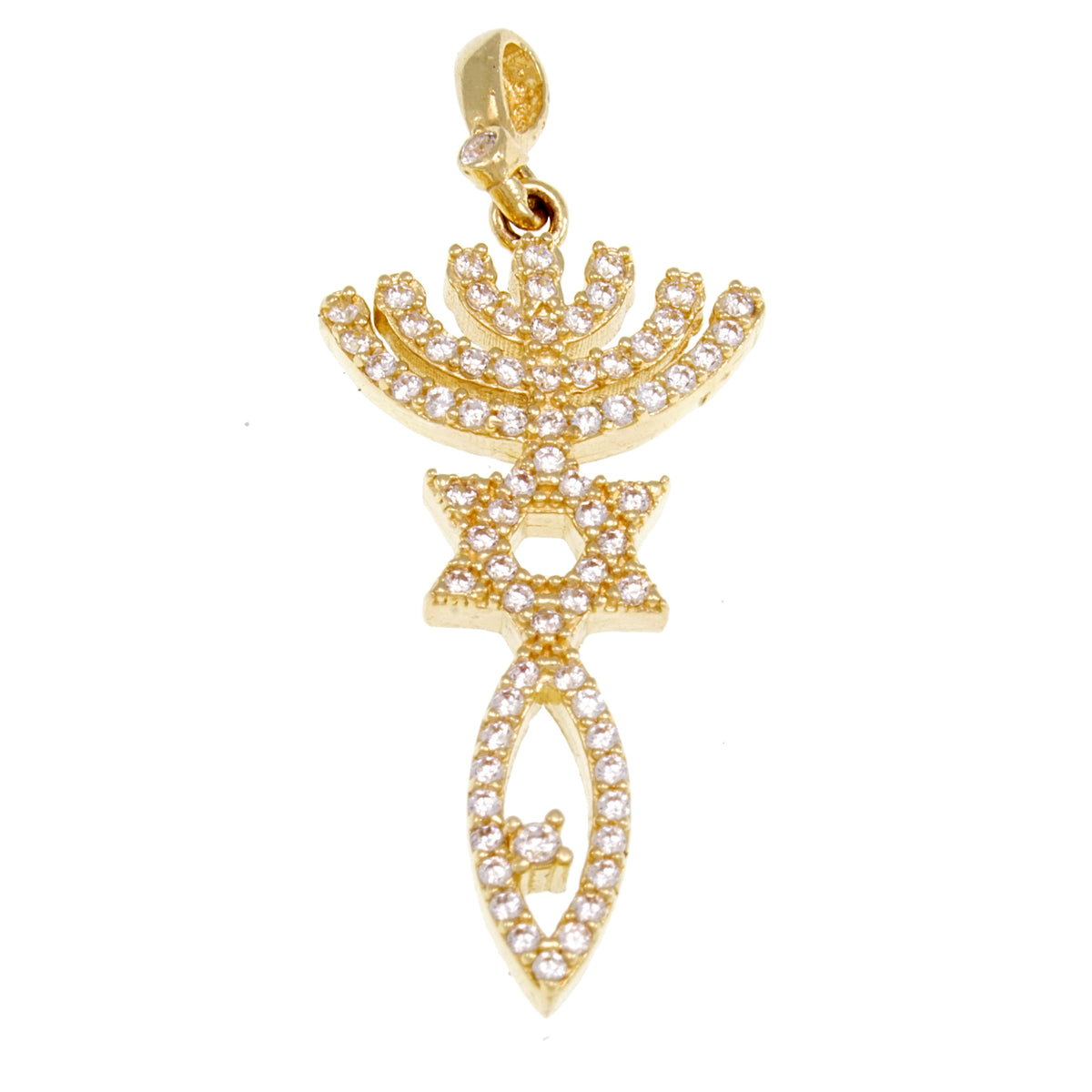 great 14k gold pendant grafted-in with cubic zirconia image 0