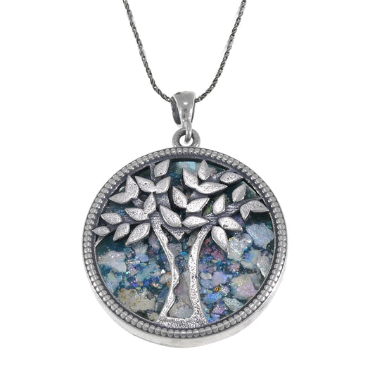 Great 925 Sterling Silver Ancient Roman Glass Tree Of Life Pendant-Unique Jewelry image 0