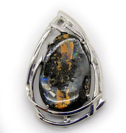 Australian Opal Pendant, 925 Sterling Silver Pendant, Gemstone Jewelry, One Of A Kind Jewelry image 0
