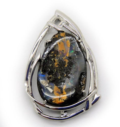 Australian Opal Pendant, 925 Sterling Silver Pendant, Gemstone Jewelry, One Of A Kind Jewelry image 0