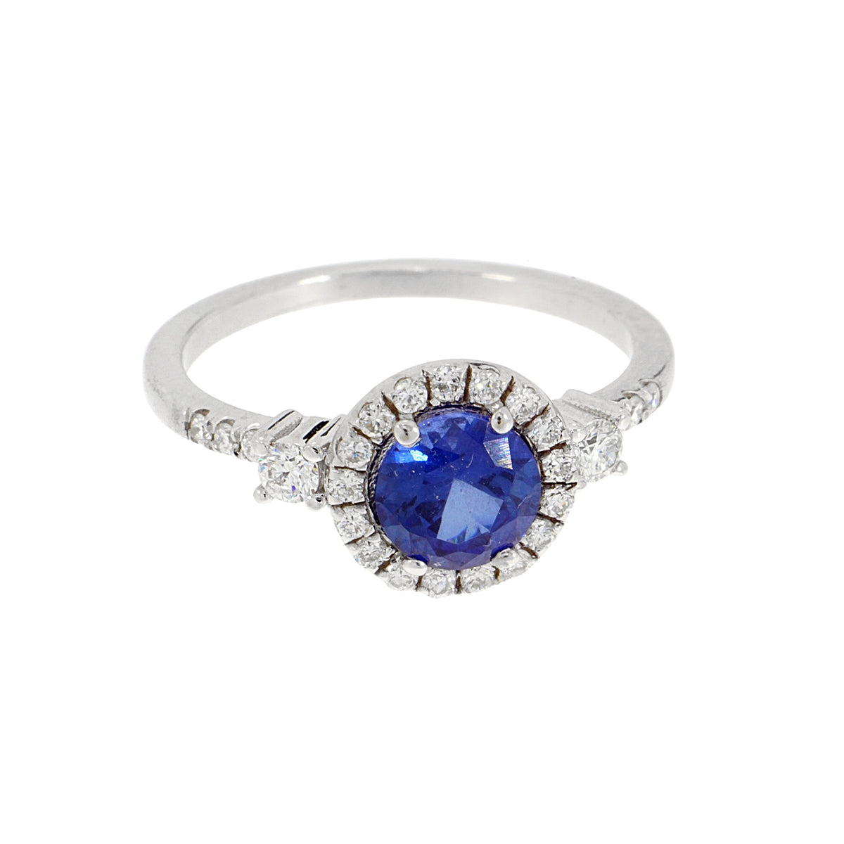 14K Solid White Gold Engagement Ring Natural Diamond 0.31 Carat Sapphire stone image 0
