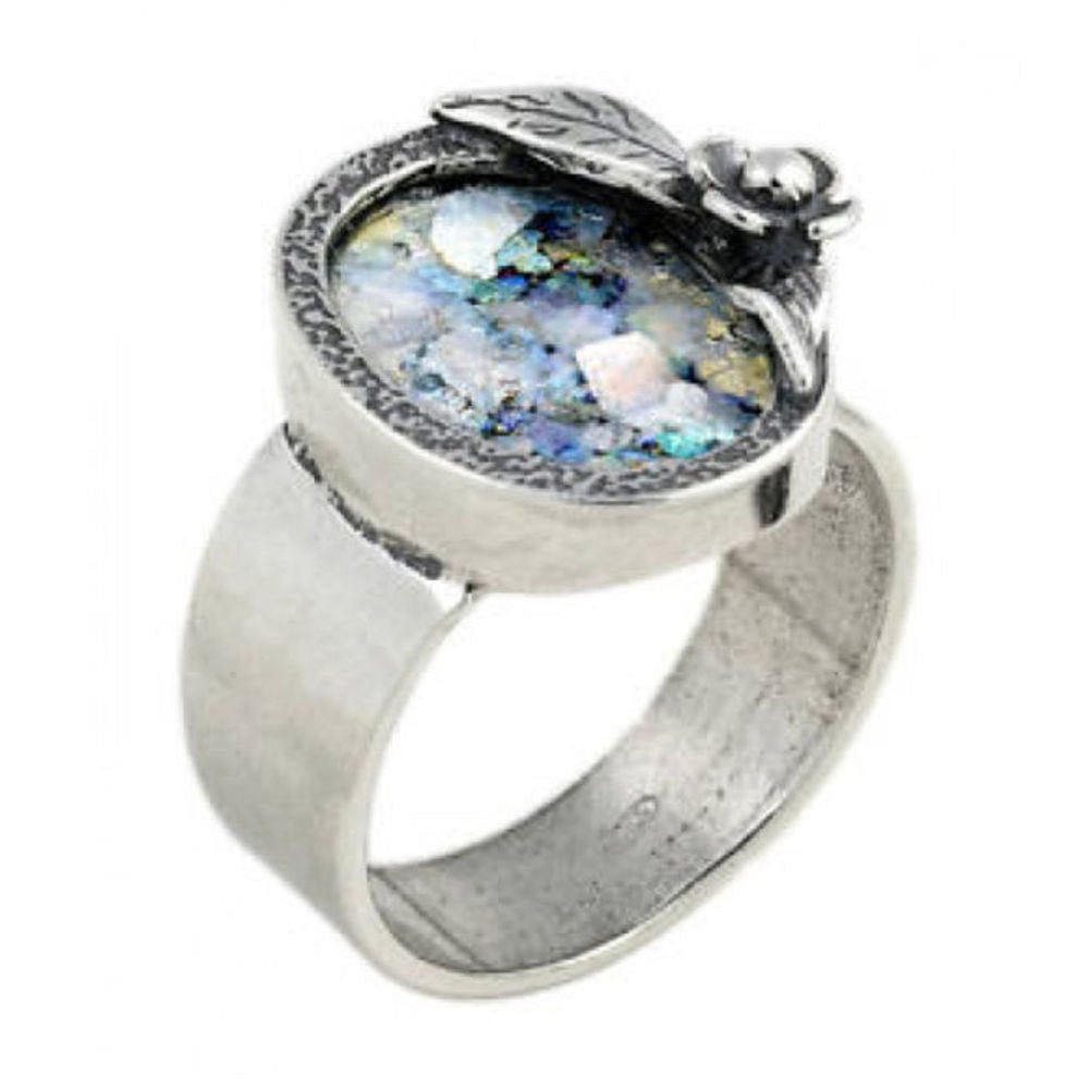 Sterling Silver Ring &amp; Roman Glass image 0