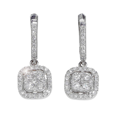 14k Solid White Gold Square Earring Natural Diamond 1.00 Carat image 0