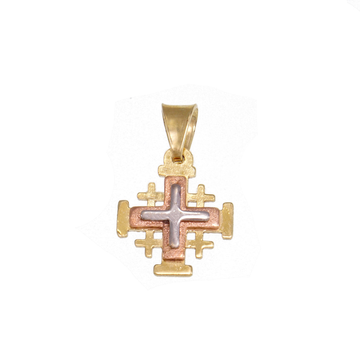 14K Yellow Rose White Gold , Jerusalem Cross, Pendant image 0