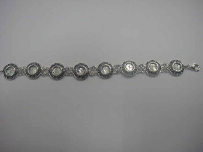 Filigree 925 Sterling Silver Bracelet, Ancient Roman Glass Bracelet, Unique Jewelry image 0
