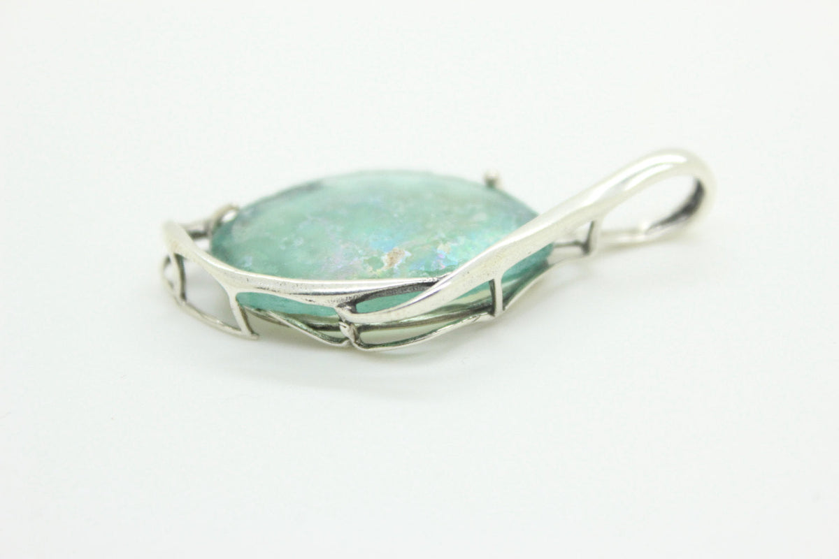 Unusual Woman Pendant, 925 Sterling Silver Paendant, Antique Roman Glass Pendant, Unique Jewelry OOAK image 1