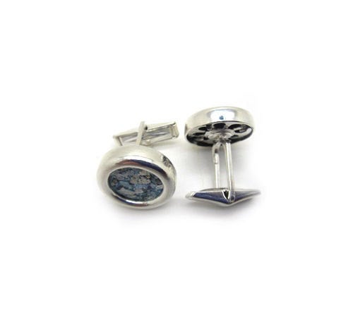 Stylish 925 Sterling Silver Cuff Links, Authentic Roman Glass Cuff Links, Roman Glass Jewelry, Man Jewelry image 1