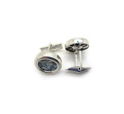 Stylish 925 Sterling Silver Cuff Links, Authentic Roman Glass Cuff Links, Roman Glass Jewelry, Man Jewelry image 1