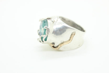 Nice 925 Sterling Silver Ring, Filled Gold Ring, Ancient Roman Glass Ring, Roman Glass Jewelry image 2