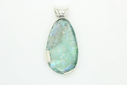 Amazing 925 Sterling Silver Pendant, Antique Roman Glass Pendant Unique Jewelry image 0