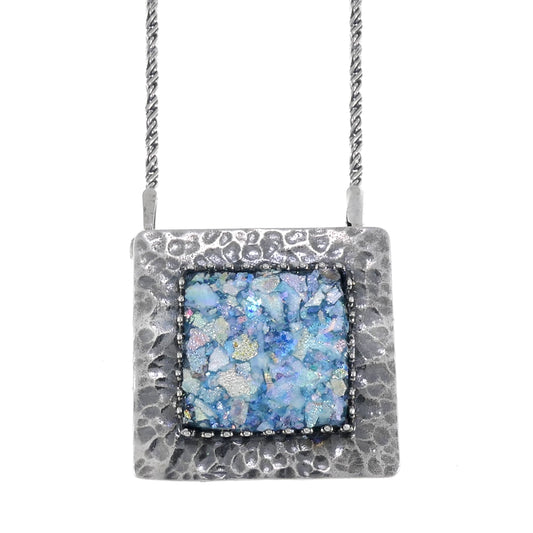 Great Ancient Roman Glass Necklace, Roman Glass Pendant, 925 Sterling Silver Necklace, OOAK, Unique Jewelry image 0