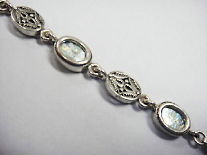 OOAK 925 Sterling Silver Bracelet, Ancient Roman Glass Bracelet, Unique Jewelry, Roman Glass Jewelry image 2