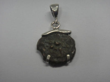 Authentic Bronze Widow's Mite Coin Pendant, 925 Sterling Silver Pendant, OOAK, Unique Jewelry Israel image 2