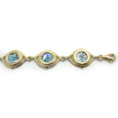 Ancient Roman Glass Bracelet, 14K Yellow Gold Bracelet, Filigree Unique Jewelry image 1