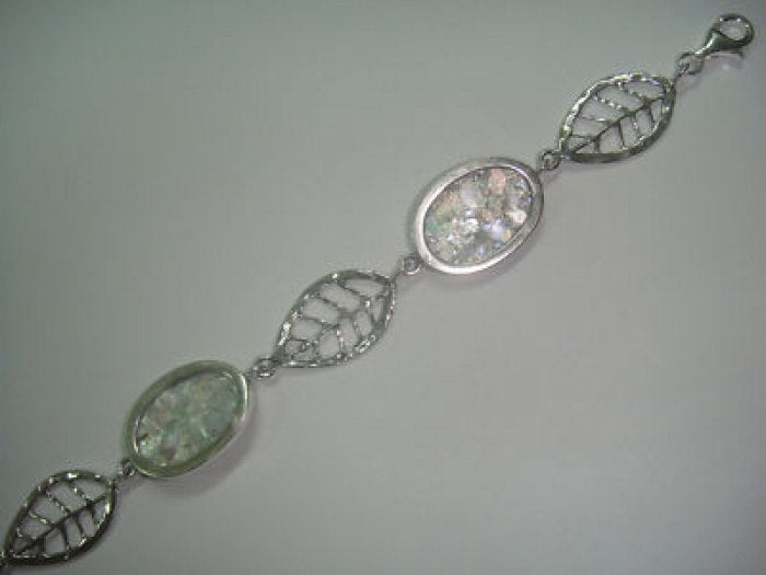 Beautiful 925 Sterling Silver Bracelet, Ancient Roman Glass Bracelet, Unique Jewelry image 0